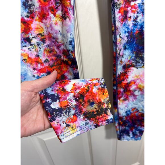 Athleta Hypersonic Sonar Tights Leggings Pink Floral Watercolor Print Running - Picture 3 of 10